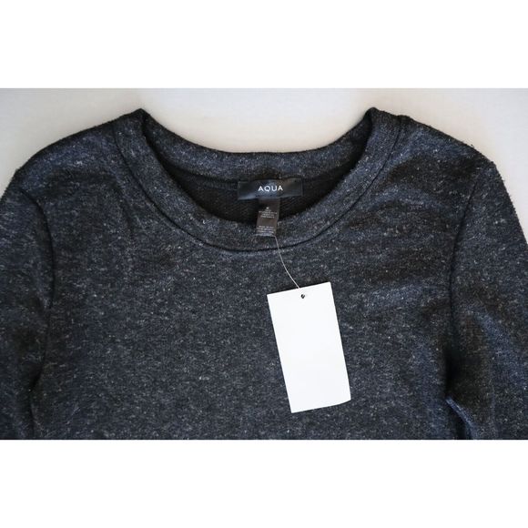 Aqua 7375 Women's Sz Medium Charcoal Cashmere/Wool L/S Midi Sweater Dress - Picture 8 of 9